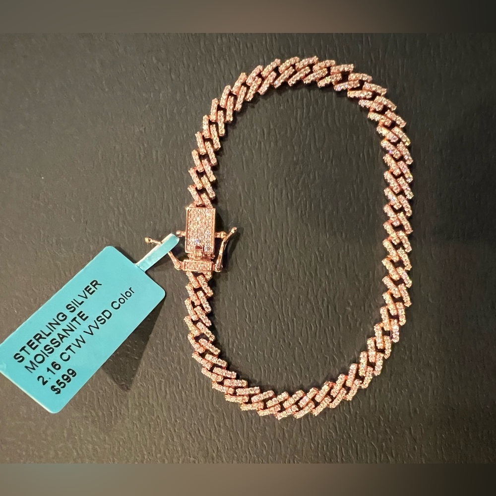 Rose Gold over Sterling Silver Moissanite Monaco Bracelet
